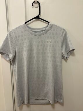 Under Armour Light Gray All-Over Logo Short Sleeve Performance Tee